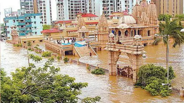 AUGUST 08: View of Floods in Surat, Gujarat, India 