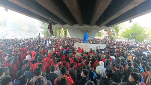 Demonstrasi di Makassar, Sulawesi Selatan, Kamis (17/08).