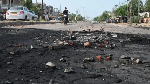 দাঙ্গা বিধ্বস্ত নূহ্-র রাস্তা