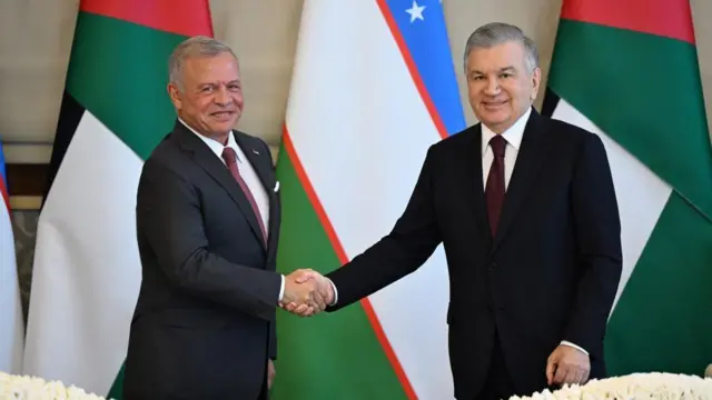 Президент Шавкат Мирзиёев Иордания Ҳошимийлар Подшоҳлиги Подшоҳи Абдулла II ибн ал-Ҳусайнни Самарқандда кутиб олган