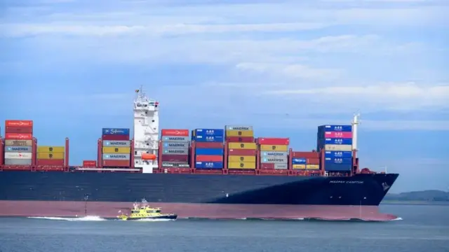 A ship with containers on it