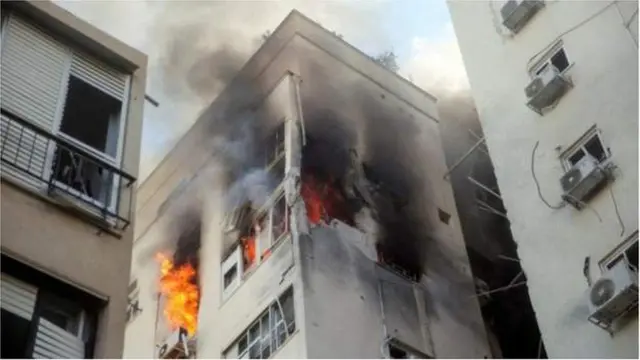One building for Tel Aviv catch fire afta di rocket assault