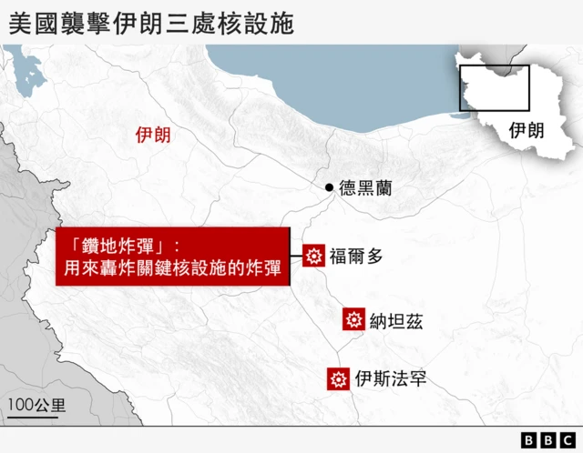 遭受美国袭击的三个地点：福尔多；纳坦兹和伊斯法罕