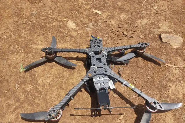 উপদ্রুত এলাকা থেকে এই ড্রোন উদ্ধার করেছে নিরাপত্তাবাহিনী। 