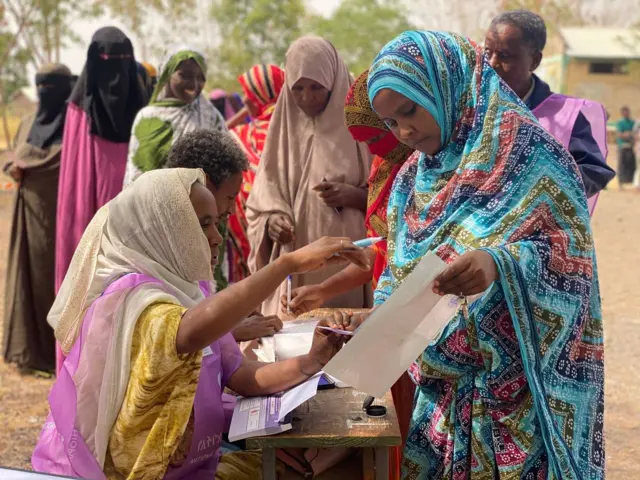 ድምፅ ለመስጠት የተሰለፉ ሰዎች