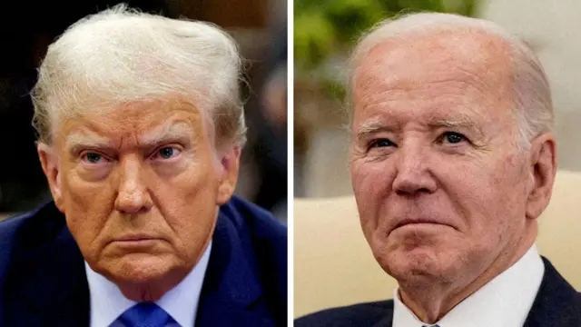 Colagemslot rfotosslot rDonald Trump e Joe Biden lado a lado