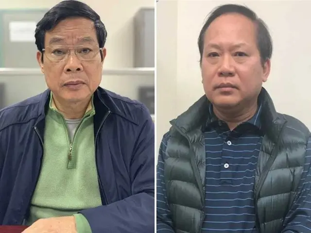 Hai cựu bộ trưởng Bộ Thông tin và Truyền thông Nguyễn Bắc Son (trái) và Trương Minh Tuấn lãnh án tù trong chiến dịch "Đốt lò" 