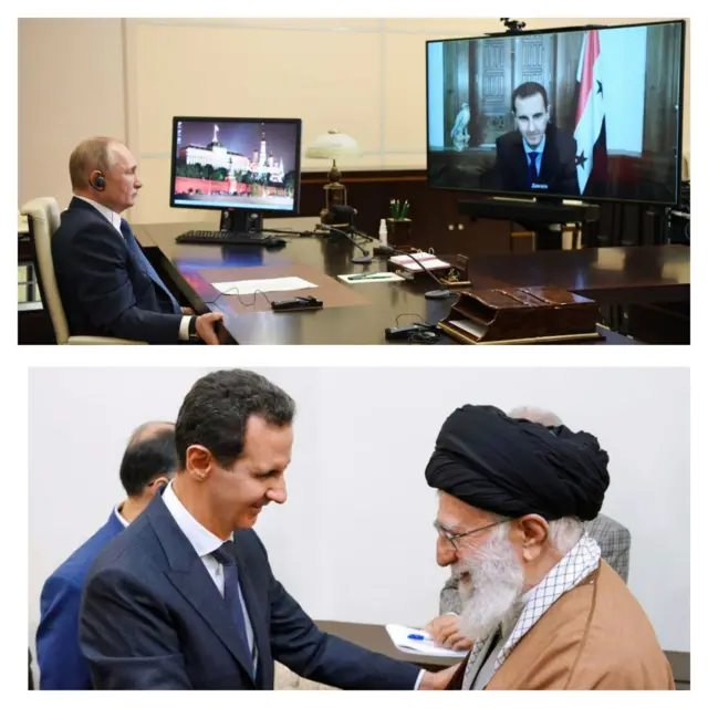 علی خامنه‌ای و ولادیمیر پوتین حامی بشار اسد بودند