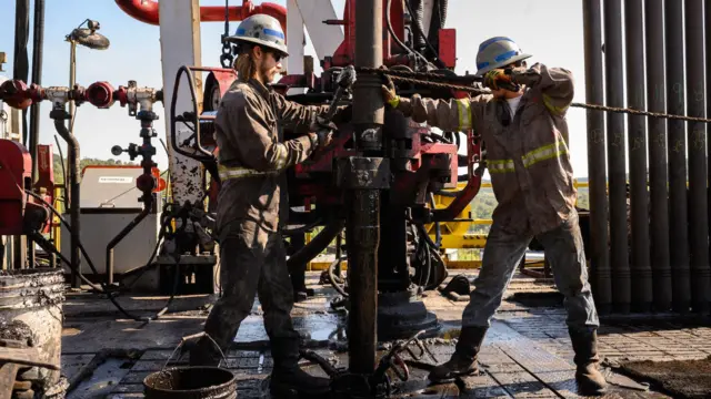 Oil workers on a rig in the US