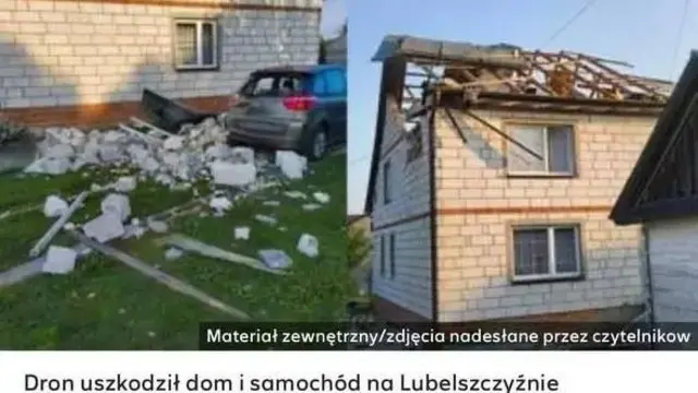 Пошкоджений будинок у Польщі від уламка