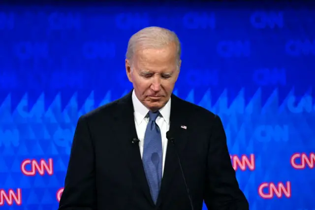 Tổng thống Mỹ Joe Biden tại cuộc tranh luận với ông Donald Trump vào tối thứ Năm ngày 27/6 (giờ Mỹ)