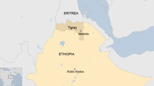 Ikarita ya Ethiopia igaragaza na Tigray