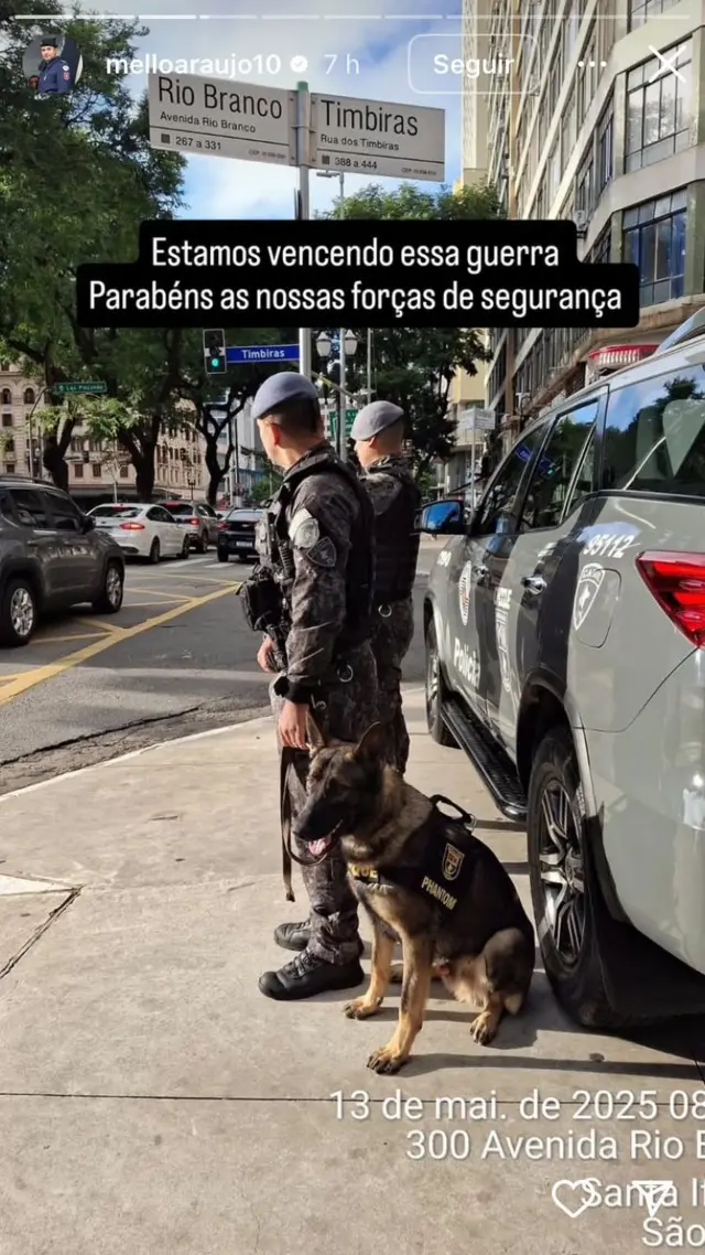Print de stories do vice-prefeito coronel Mello Araújo. 