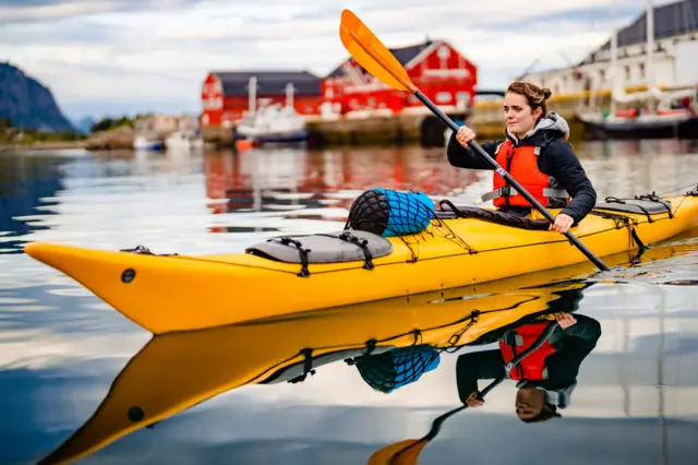 Kayaking under Midnight Sun for Lofoten Islands, Norway