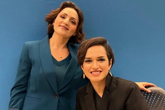 BBC Persian presenters Farnaz Ghazizadeh (l) and Rana Rahimpour (r) 