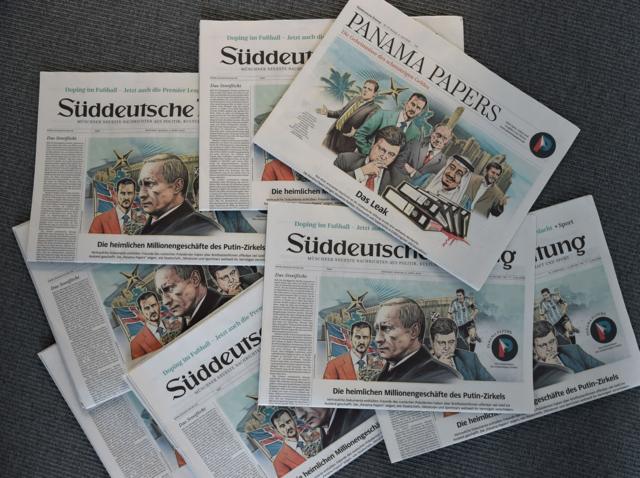 روی جلد روزنامه آلمانی‌زبان زوددویچه تسایتونگ با تیتر مربوط به اسناد پاناما 
