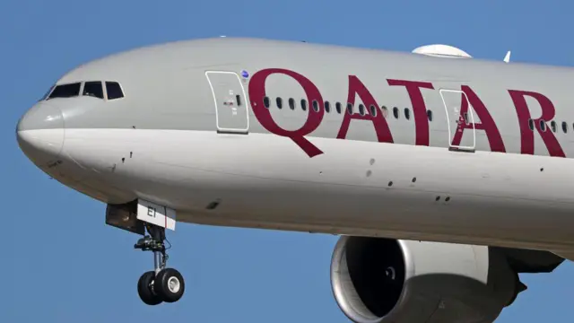 Un avión de la compañía Qatar Airways