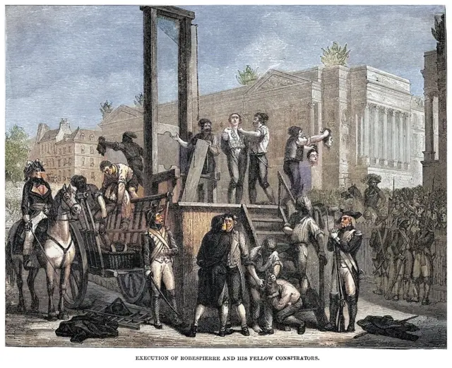 Ilustración de Robespierre a punto de ser ejecutado.