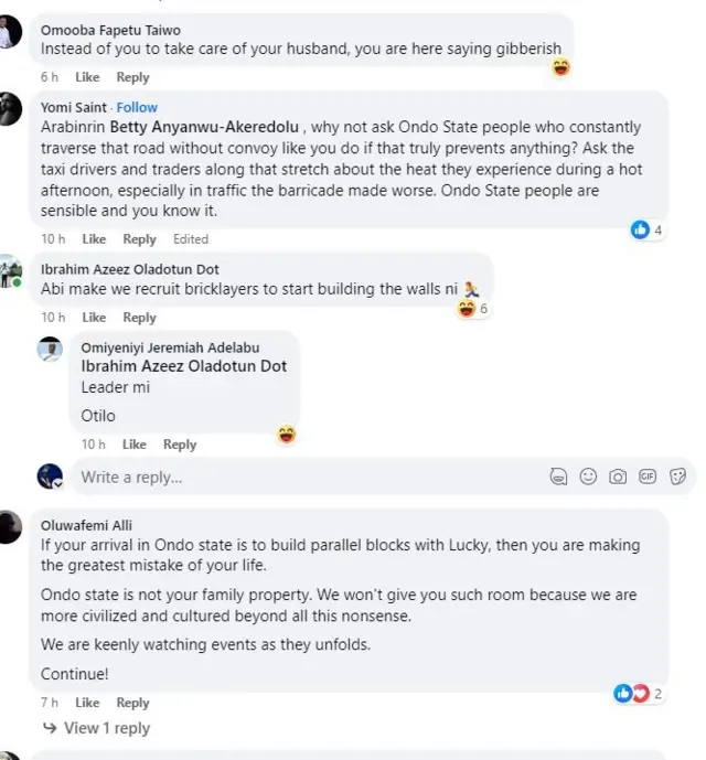 Aworan esi ọrọ loju opo iyawo Gomina Akeredolu