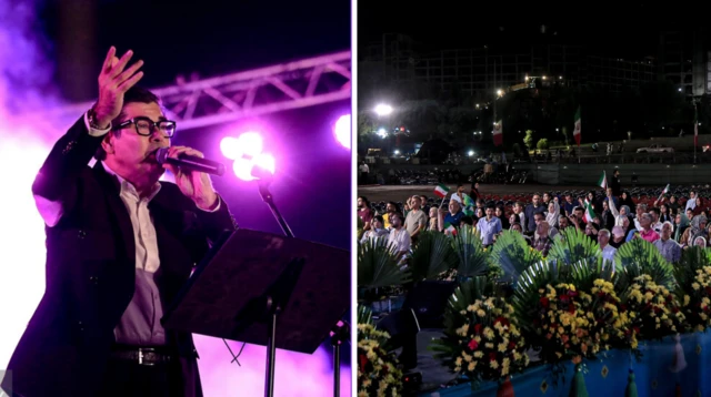 عکس سالار عقیلی هنگام اجرا را نشان می‌دهد. تصاویر، صندلی‌های خالی بسیاری را نشان می‌دهد.