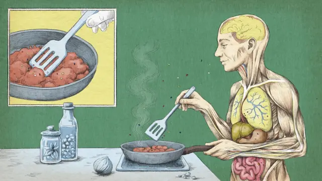 Ілюстрація, як мікропластик через їжу потрапляє в організм