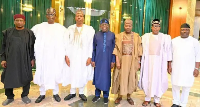 Shugaban Najeriya Bola Tinubu da gwamnonin jihohin Arewa maso gabashin ƙasar a ranar Laraba 3 ga watan Satumba 2025