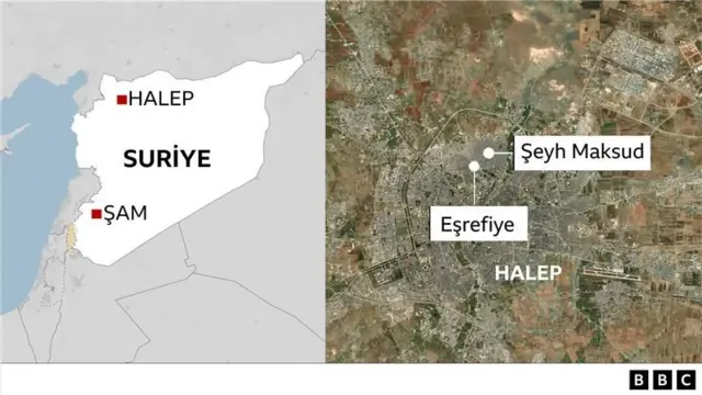 Suriye haritası üzerinde çatışmaların olduğu bölgeler