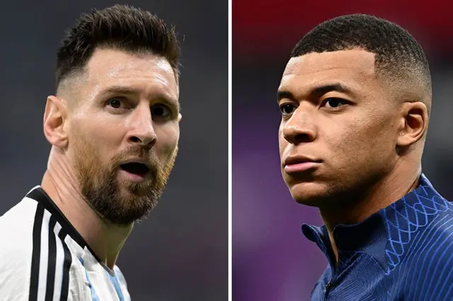 Lionel Messi (kiri) dan Kylian MBappe (kanan)