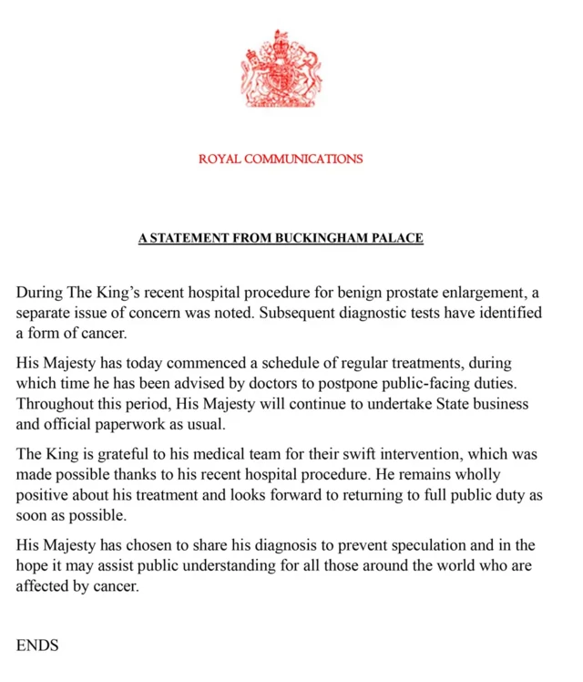 Official Buckingham Palace statement