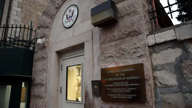 مدخل القنصلية الأمريكية في القدس في 18 أكتوبر/تشرين الأول 2018