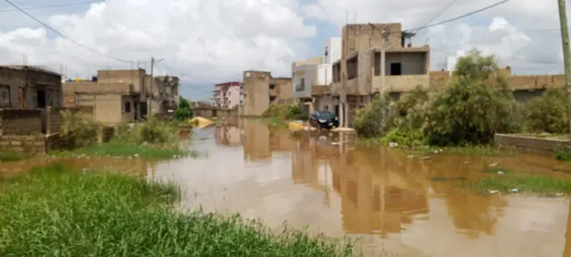 Un quartier inondé de Kounoune dans la commune de Sangalkam.