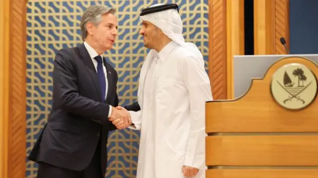 بلينكن مع وزير خارجية قطر 
