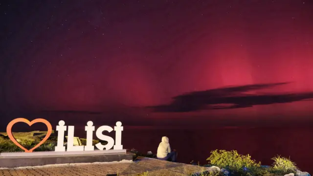 Northern lights seen in the sky above Bozkurt district, Kastamonu, Turkiye on October 11, 2024.