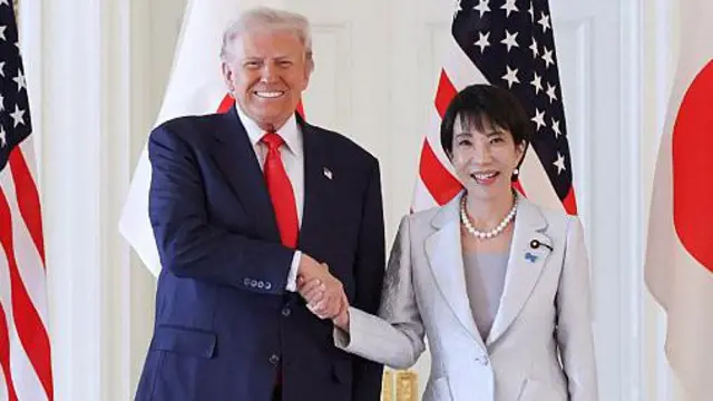 अमेरिकी राष्ट्रपति ट्रंप और जापानी प्रधानमंत्री सनेई तकाइची