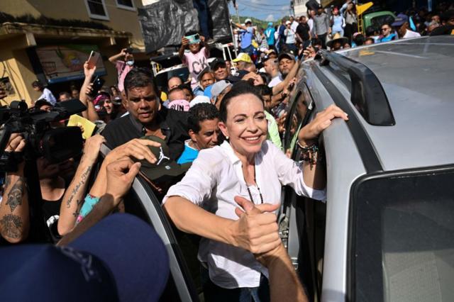 María Corina Machado durante un acto de campaña