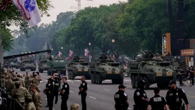 阅兵于当地时间周六傍晚举行，当日正值特朗普生日，亦是美国陆军建军250周年。