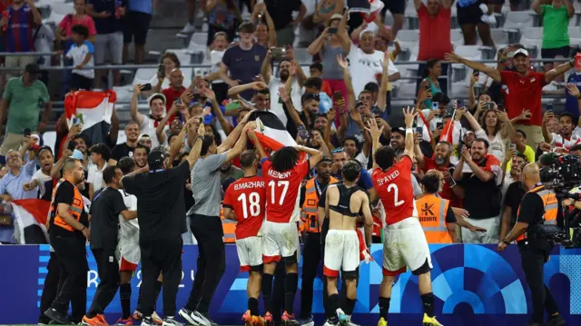 منتخب مصر في مباراتها الأخيرة أمام باراجواي  في ربع نهائي الأولمبياد