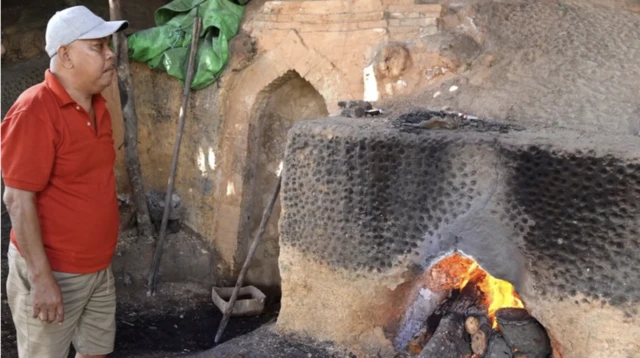 Man looks at furnace
