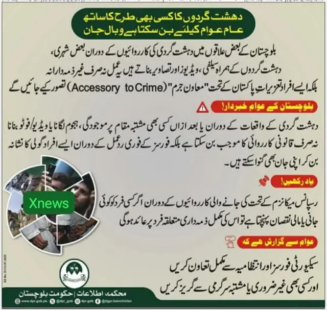 بلوچستان، اشتہار، بلوچ عسکریت پسند گروہ