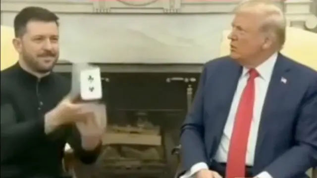 Президент Зеленский ва жаноб Трамп акс этган мем. 