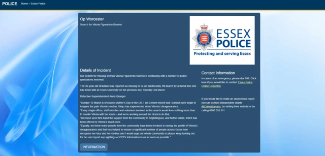 Imagem do portal da polícia de Essex.