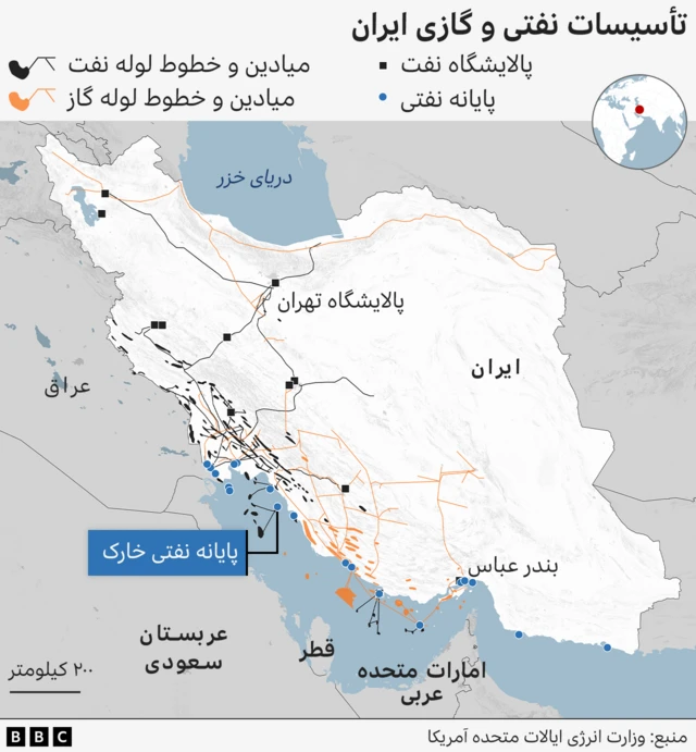 نقشه تاسیسات نفتی و گازی ایران 
