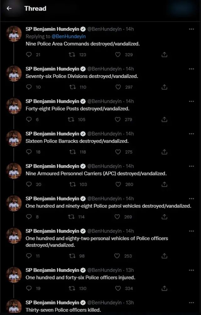 Aworan atẹjade loju opo twitter alukoro ọlọpaa, Benjamin Hundeyin