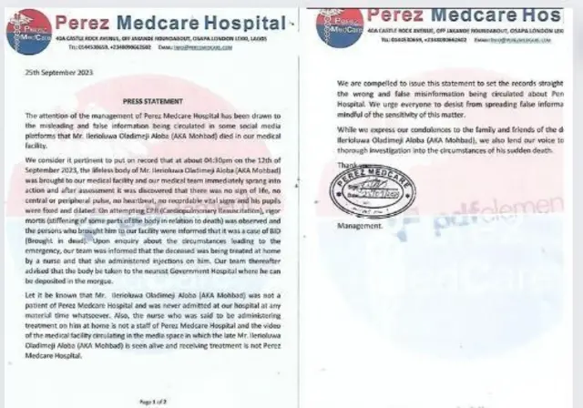 Atẹjade ti ile iwosan Perez fisita