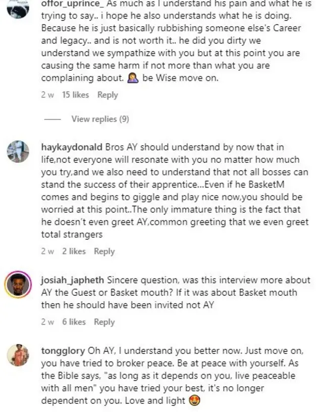 Fans react to di beef wey dey go on for di comedy industry