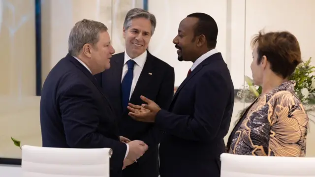 የአሜሪካ የውጭ ጉዳይ መሥሪያ ቤት ኃላፊ አንቶኒ ብሊንከን በአዲስ አበባ ጉብኝት ባደረጉበት ጊዜ 