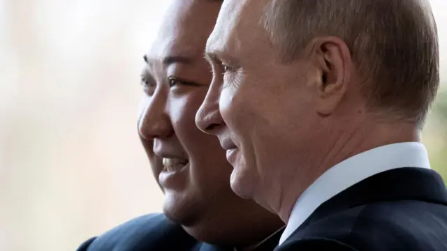 Kim Jon-un e Vladimir Putin perfilados