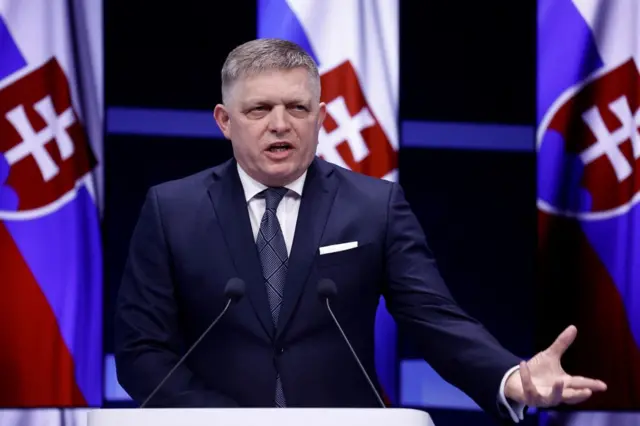 Ông Robert Fico phát biểu tại Hội nghị thượng đỉnh về năng lượng hạt nhân của Cơ quan Năng lượng Nguyên tử Quốc tế (IAEA) ở Bỉ vào tháng 3/2024