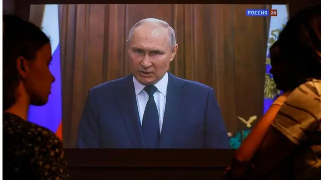 الرئيس الروسي فلاديمير بوتين يلقي خطابا متلفزا