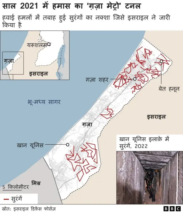 ग़ज़ा में हमास की सुरंगों का जाल